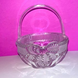 Merci Cherie 24% Lead Crystal and Acrylic (handle) Basket Dish